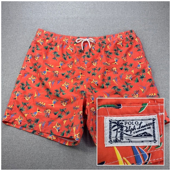 Polo Ralph Lauren Traveler Swim Trunks Mens 2XLT "Hula Girl" Orange Big Tall - Picture 1 of 13
